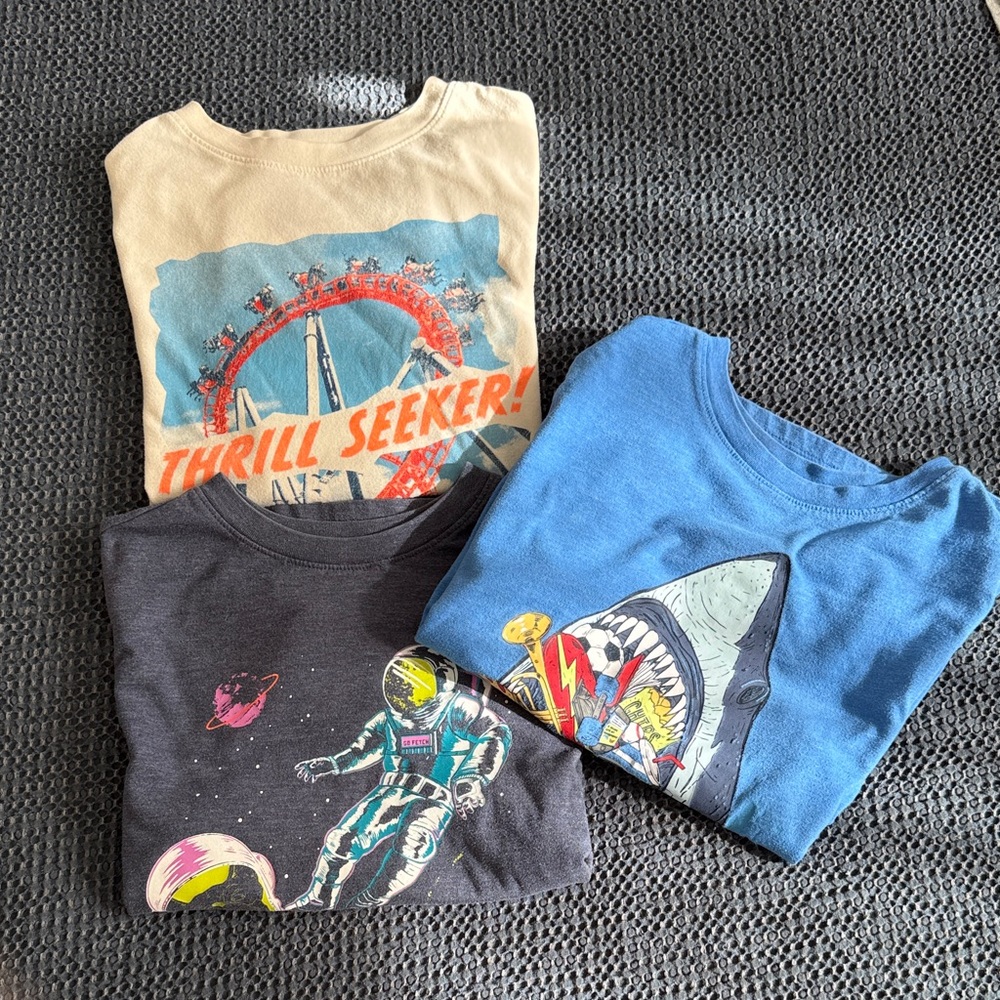 Cat & Jack Trio Short Sleeve Tees - Blue, Beige, Charcoal - Picture 2 of 8